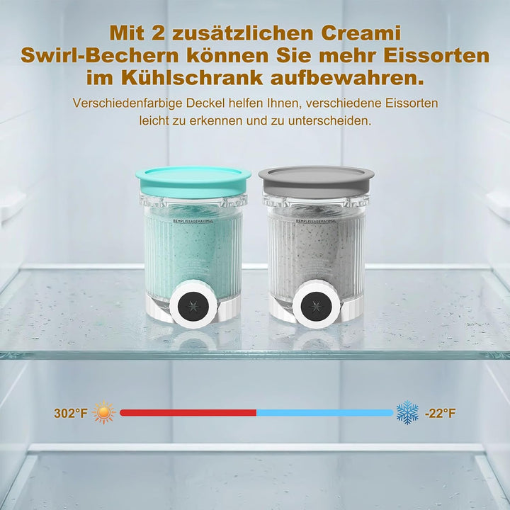 2 Stück Behälter für Ninja CREAMi Swirl, 480ML Eisbehälter für Ninja Eismaschine NC700 & NC701EU Ser