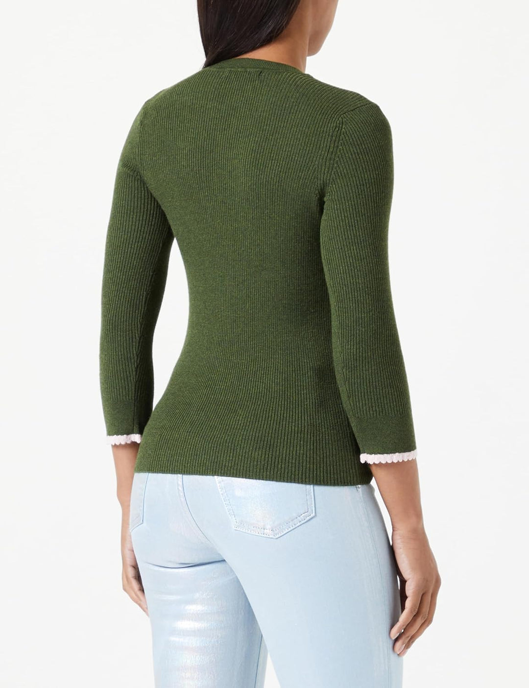 Scotch & Soda Damen Button Detail Skinny Rib Pullover S Field Green Melange, S Field Green Melange