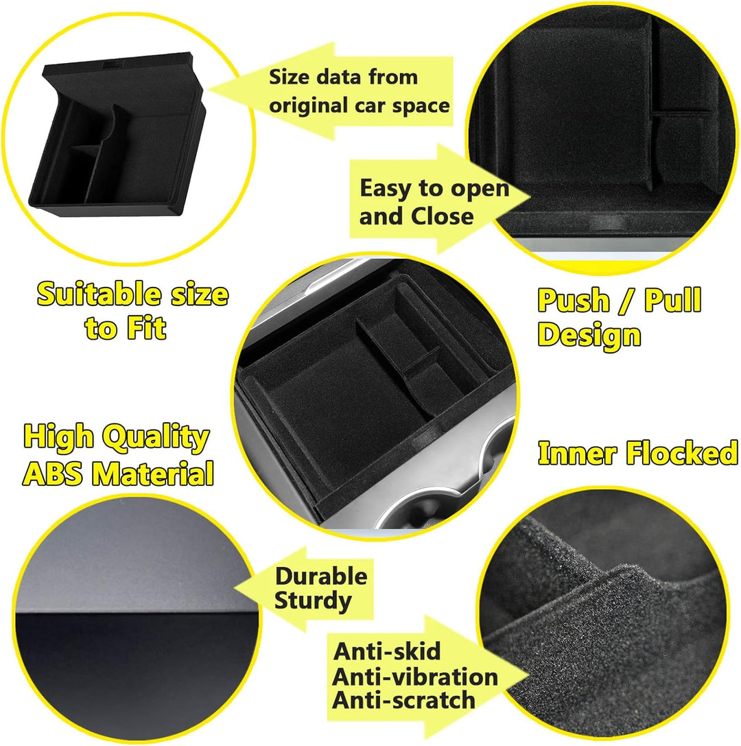 MIEBA 2 Pack Zubehör für Tesla Model 3 Highland 2024 Mittelkonsole Organizer-Ablage, für Tesla Model