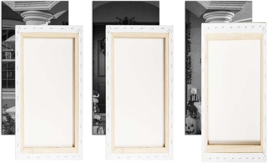 Halloween steht vor der Tür Effekt: Schwarz&Weiss,Format: 3Teilig als Leinwandbild, Motiv fertig ger