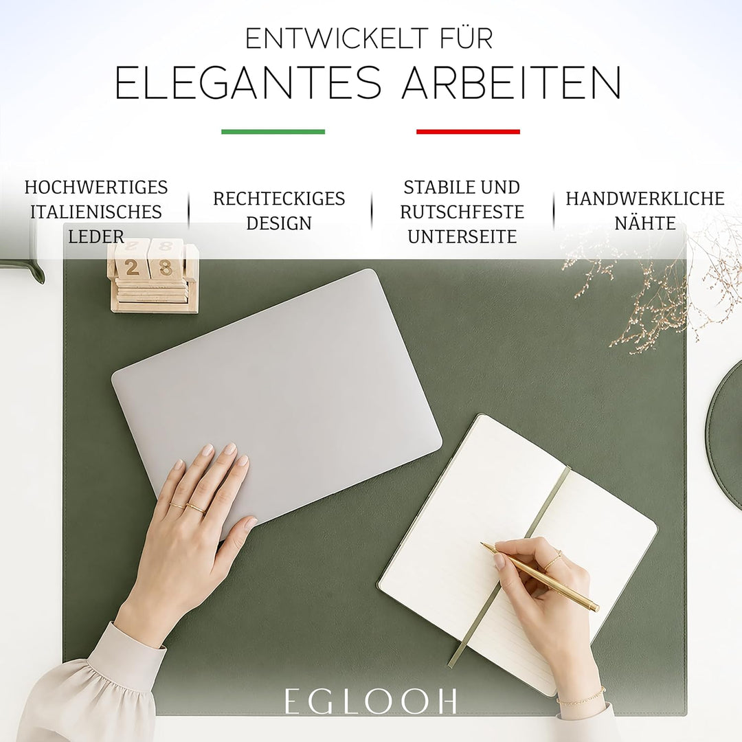 Eglooh - Palladio - Schreibtischunterlage echtem Leder Hell Braun cm 70x50 - Handwerkliche Nähte und