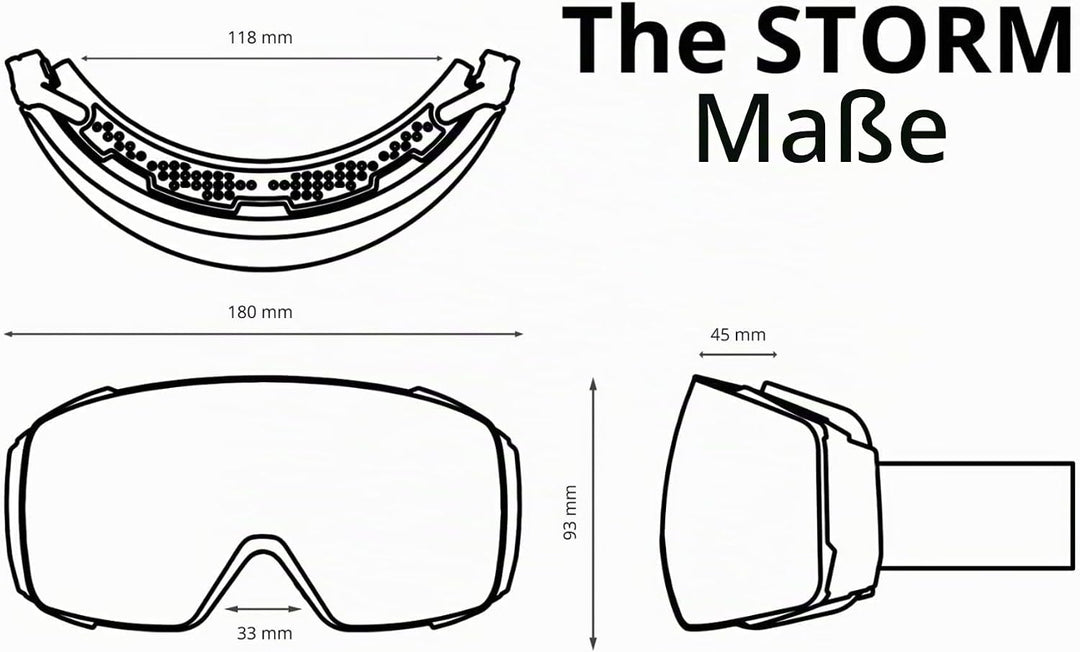 NAKED Optics® Skibrille Snowboard Brille für Damen und Herren - Verspiegelt mit Magnet-Wechselsystem