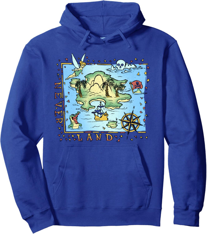 Disney Peter Pan Never Land Map Vintage Poster Pullover Hoodie