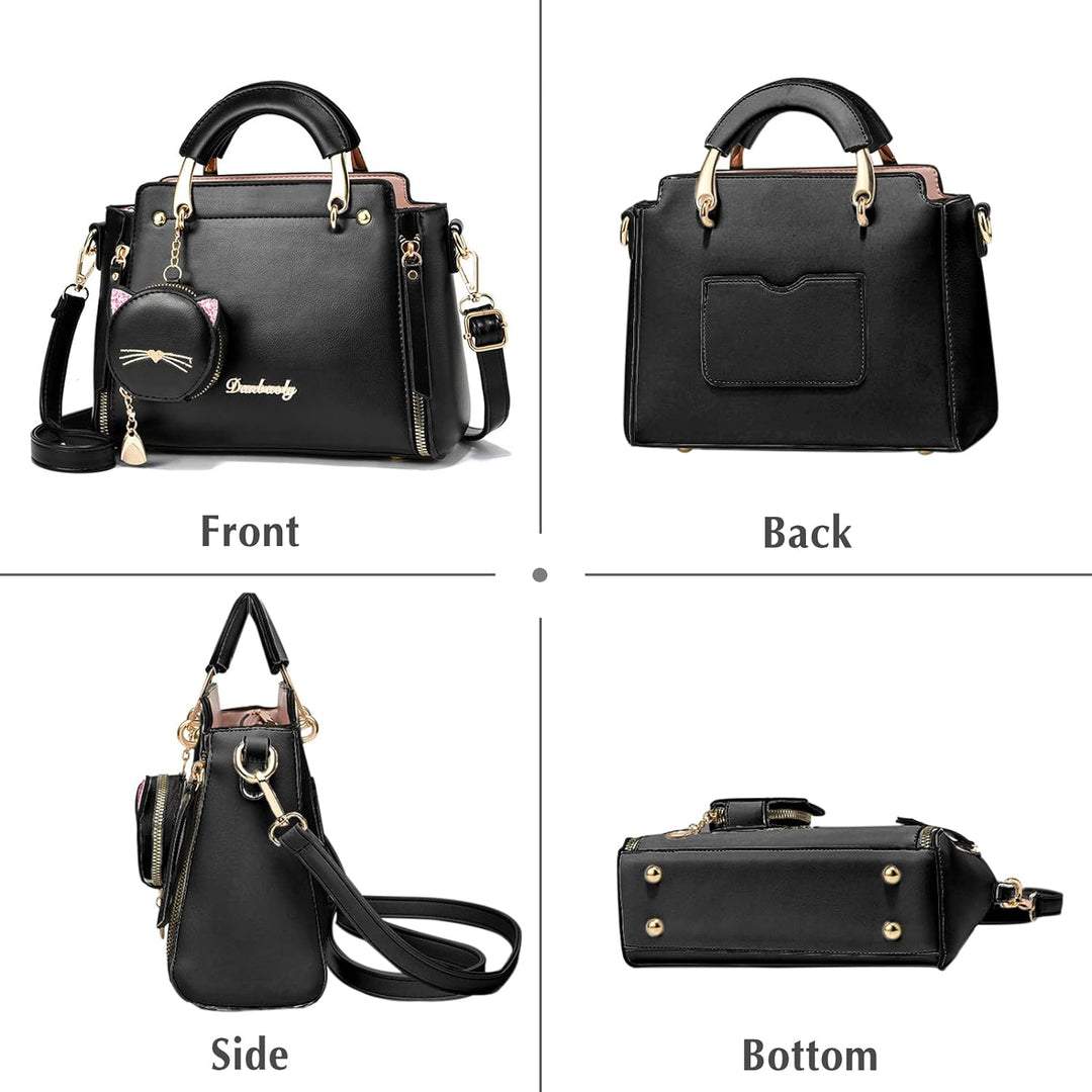 PORRASSO Damen Handtasche Süsse Umhängetasche Henkeltaschen Frauen Wasserdicht PU Leder Schultertasc