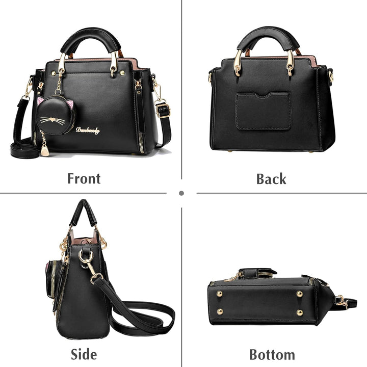 PORRASSO Damen Handtasche Süsse Umhängetasche Henkeltaschen Frauen Wasserdicht PU Leder Schultertasc