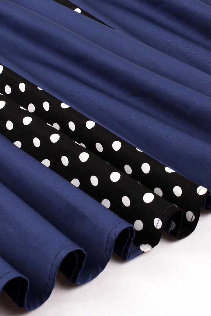 Axoe Damen 50er Jahre Kleider mit Gepunkte Rockabilly S Navy, S Navy