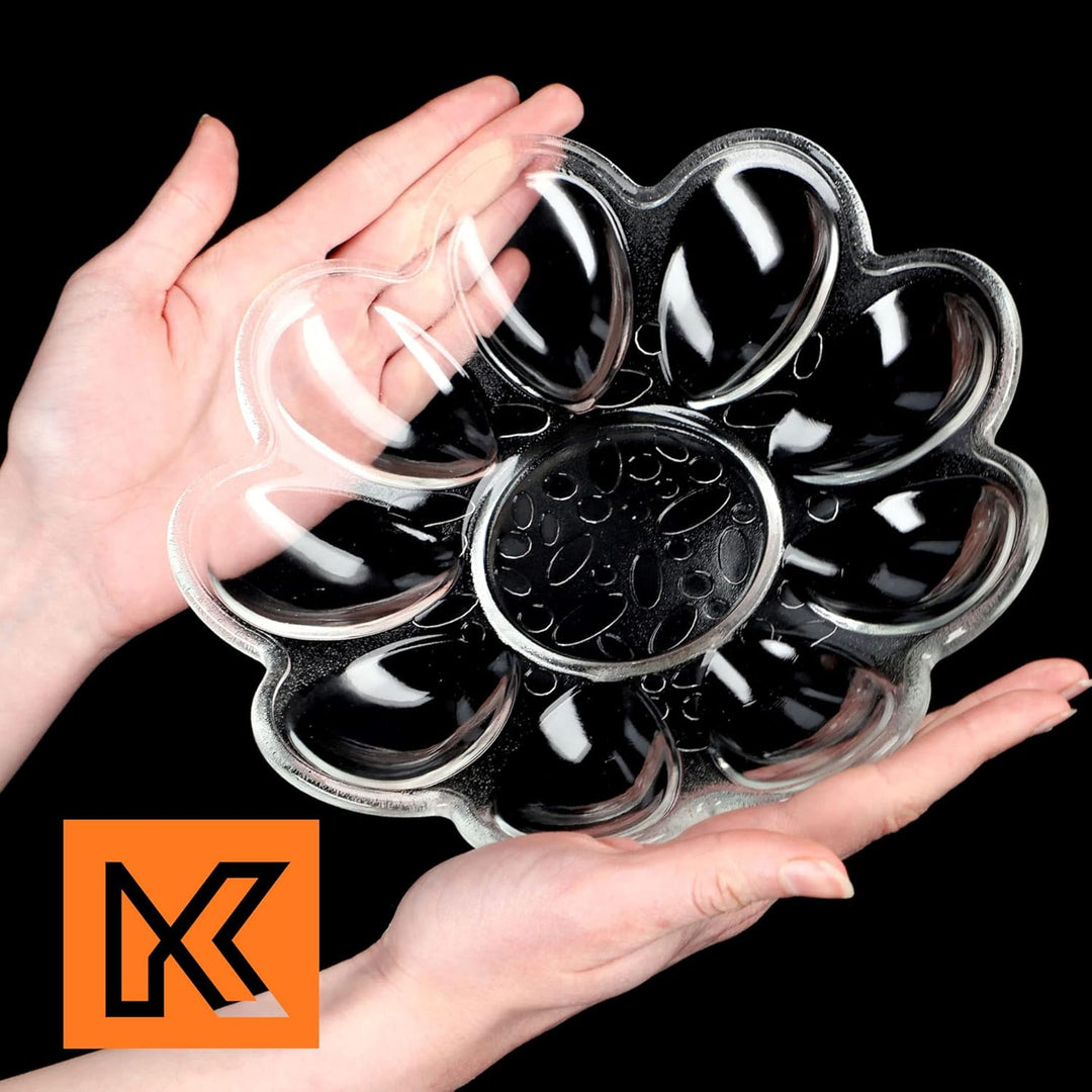 KADAX Eierteller aus Glas, ⌀ 21,5 cm, praktischer Teller für Eier, Eierhalter, robuste Eierablage, E