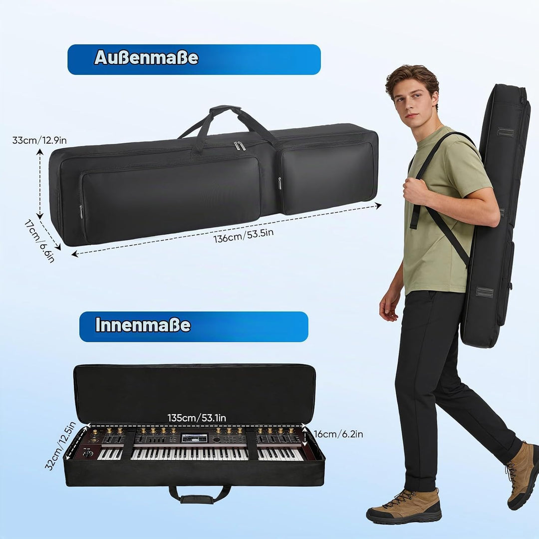 88 Tasten Keyboard Tasche, Tragbare Gigbag Zwei-Möglichkeiten E-Piano Tasche Gepolstert aus 600D Rob