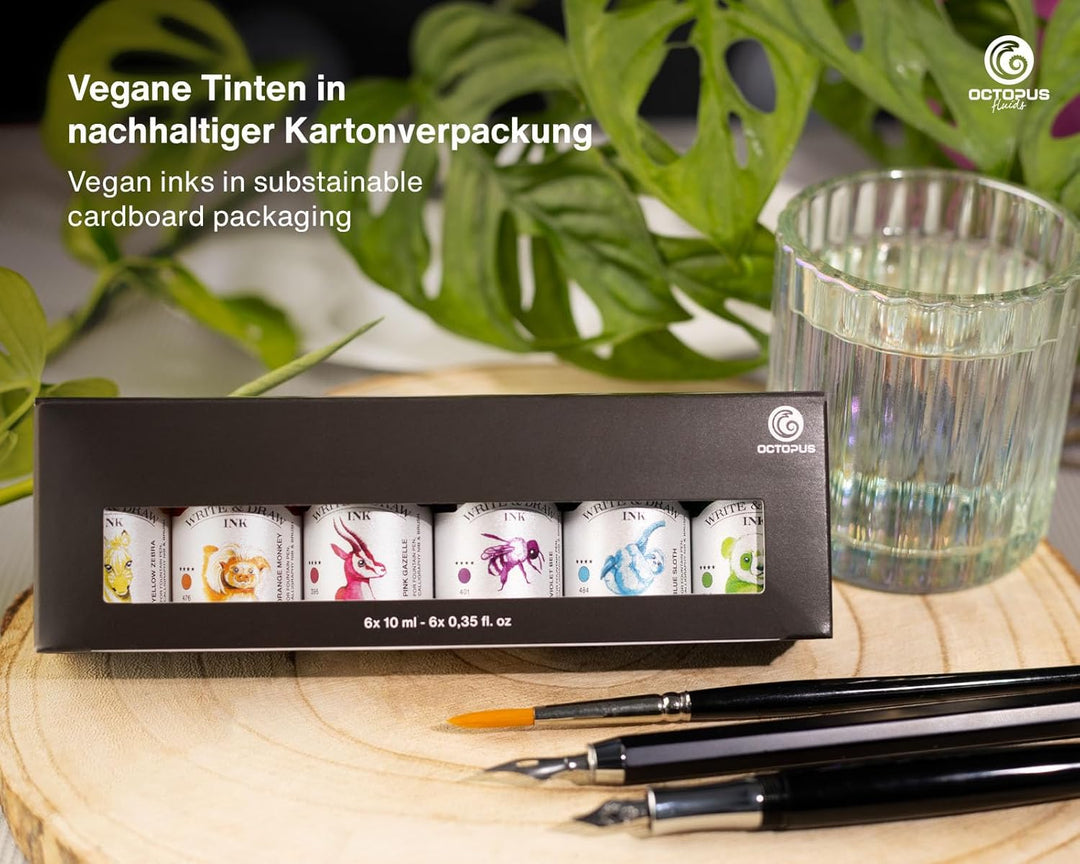 Write and Draw Ink Set CARNIVAL, Schreib- und Zeichentusche, 6 x 10 ml mit Schreibfeder CARNIVAL 60