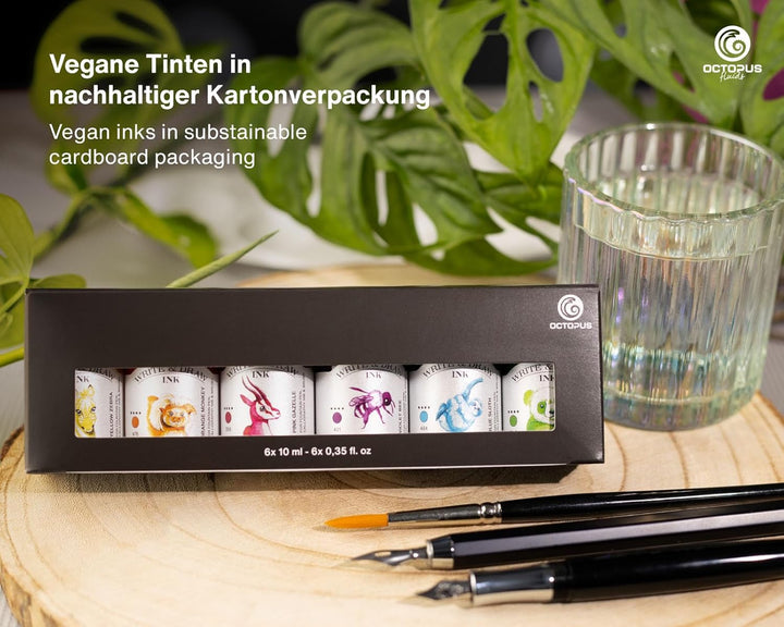 Write and Draw Ink Set CARNIVAL, Schreib- und Zeichentusche, 6 x 10 ml mit Schreibfeder CARNIVAL 60