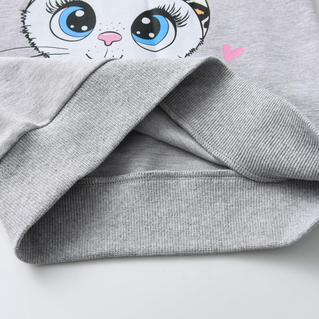 Derouetkia Kleinkind Baby Mädchen Sweatshirt niedliche Katze Druck + Hose für kleine Mädchen Outfit