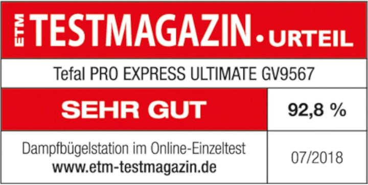 Tefal Dampfbügelstation Pro Express Ultimate GV9567 | 7,7 Bar | 155 g/Min. Kontinuierlicher Dampf |5