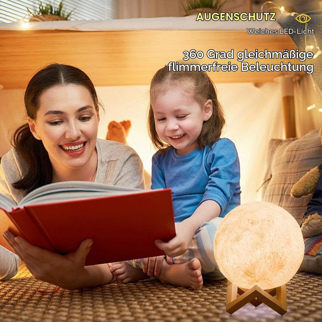3D Mondlampe LED, 16 RGB Farben, Touch-Steuerung &amp; USB-Aufladung | Dimmbares Nachtlicht für Kinderzi