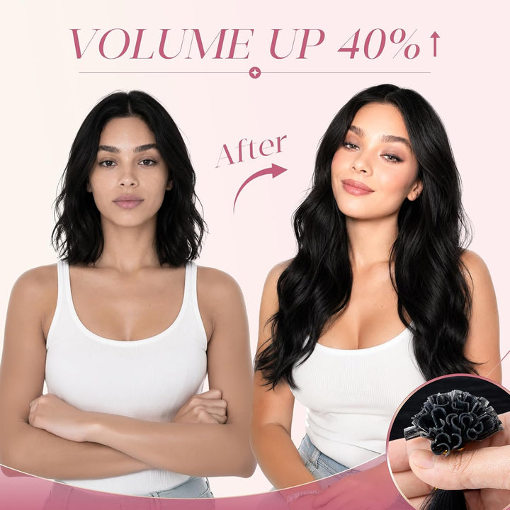Elailite Echthaar Bonding Extensions 50g Haarverlängerung Keratin U Tip 1g/pcs 40cm 50 Stück 