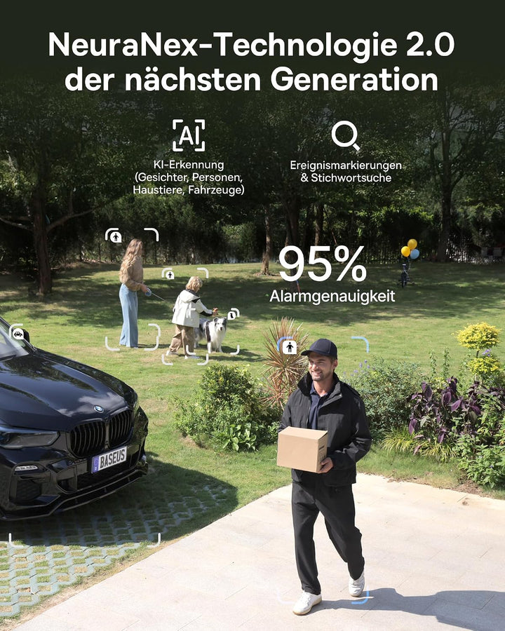 Baseus Security X1 Pro Überwachungskamera Aussen - ERSTE KI-Dual-Tracking Kamera, 300°-Überwachung,