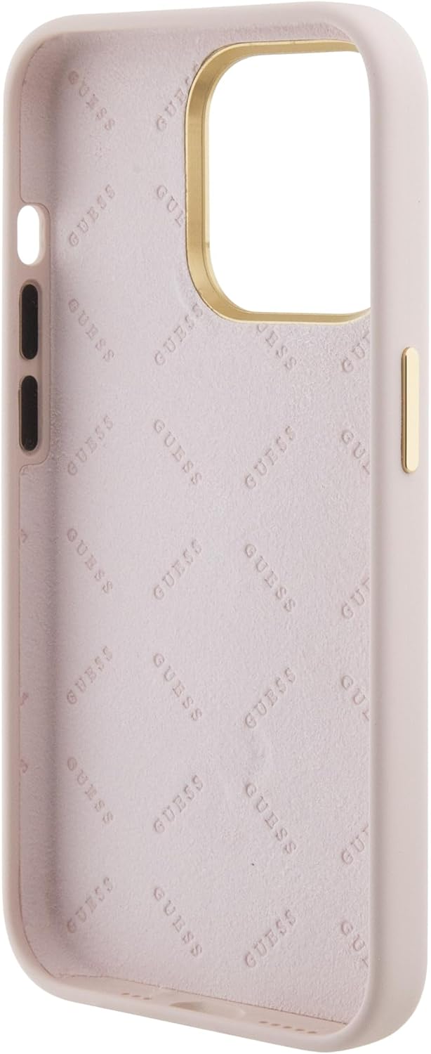 GUESS GUHCP15XM4DGPP Hülle für iPhone 15 Pro Max 6.7" Rosa hardcase Silicone Logo Strass 4G