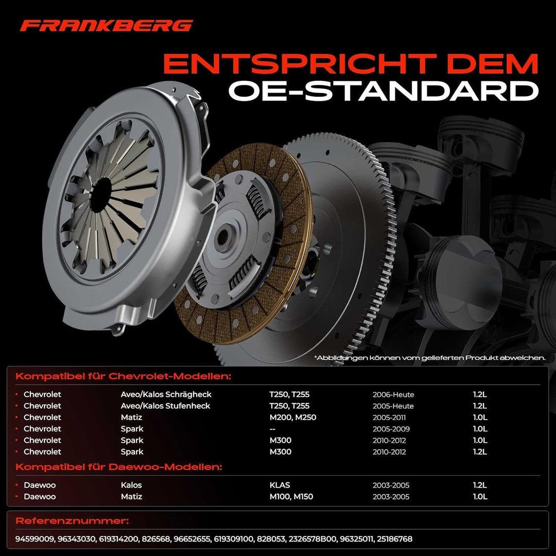 Frankberg Kupplungssatz mit Ausrücklager Kompatibel mit Matiz M200 M250 1.0L 2005-2011 Spark M300 1.
