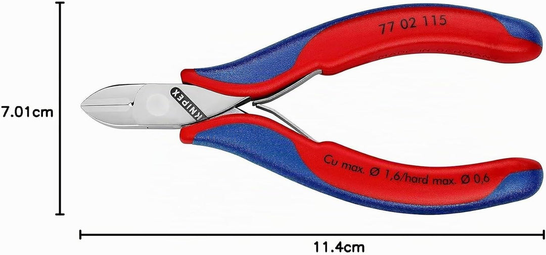 Knipex Elektronik-Seitenschneider mit Mehrkomponenten-Hüllen 115 mm 77 02 115 runder Kopf, mit Facet