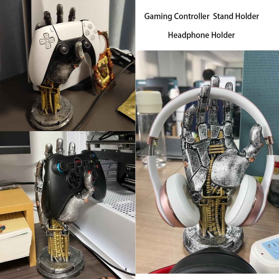 Cyberpunk Kopfhörerständer – Gaming Headset Halterung und Controller Ständer – Futuristisches Harzde