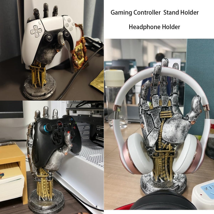 Cyberpunk Kopfhörerständer – Gaming Headset Halterung und Controller Ständer – Futuristisches Harzde