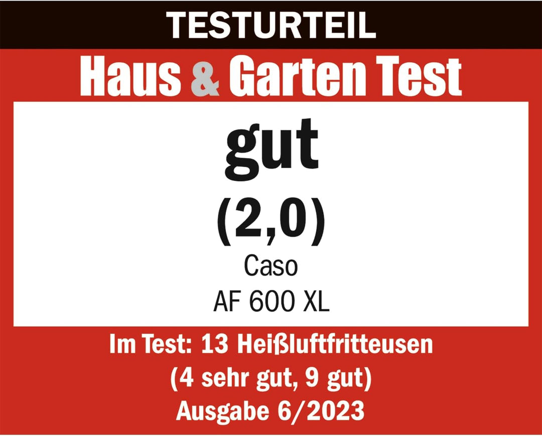CASO AF 600 XL - grosse Heissluftfritteuse mit 6L Korbvolumen, 12 Automatik-Programme, Sensor-Touch