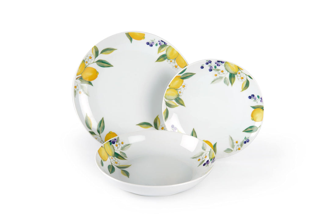 Excelsa Lemon Tafelservice, 18-teilig, Porzellan, Bianco/Limoni, STK