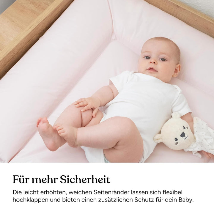 Ehrenkind® Abwaschbare Wickelauflage - Hygienisch, Sicher und Vielseitig in Rosé | Wickelauflage 72x