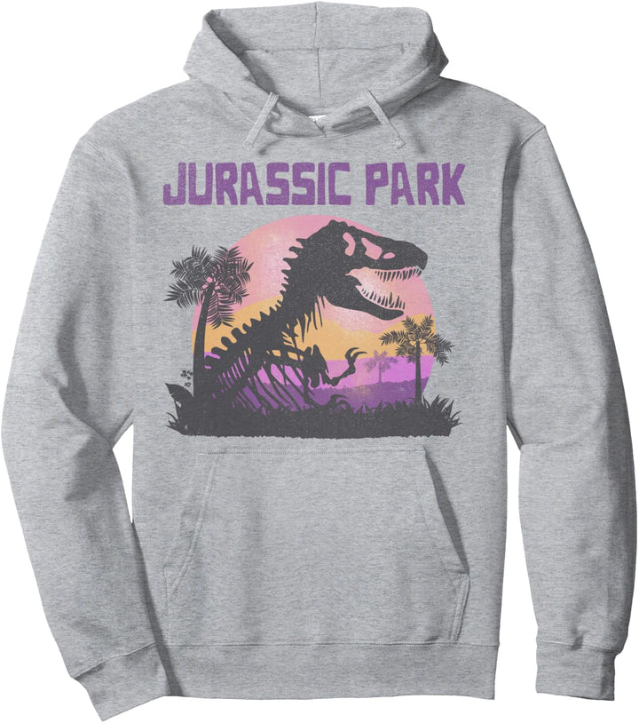 Jurassic Park Purple Hue Sunset Silhouette Pullover Hoodie