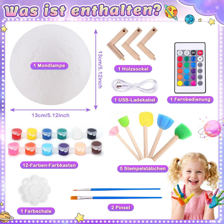 Basteln Mädchen 8 10 6 7 9 Jahre, Geschenke für 10-9-11-7 Jährige Mädchen Mondlampe Malset Bastelset