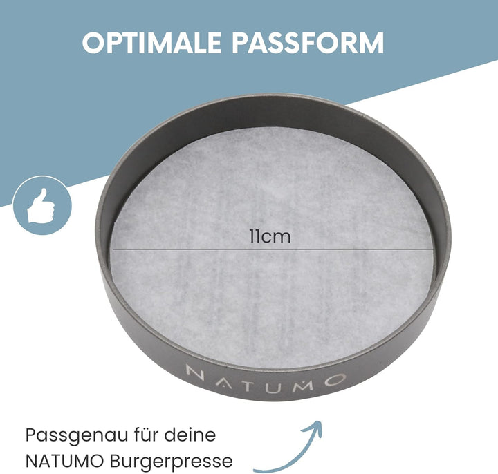 NATUMO Antihaft Burger Papier Zuschnitte (Ø11cm – 500 Blatt), rundes Wachspapier als Trennpapier in