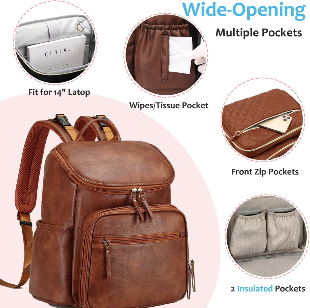 LORADI Large Capacity Diaper Bag Backpack with Storller Clips, Water-Resistant Travel Backpack with