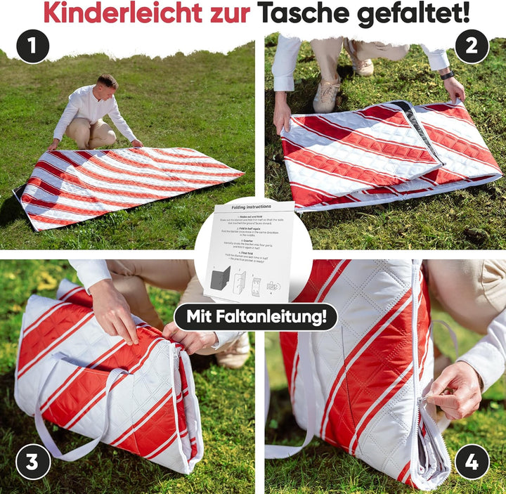 Picknickdecke wasserdicht 150x200cm isoliert & gepolstert - Stranddecke sandfrei – ideal für Camping