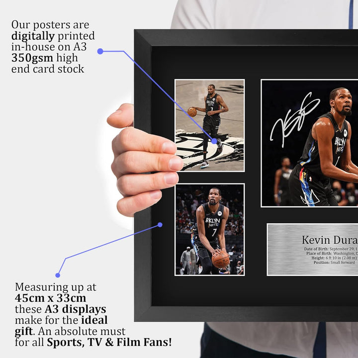 HWC Trading FR A3 Kevin Durant Brooklyn Nets Geschenke Gedruckt, Signiert Autogramm-Präsentation-Dis