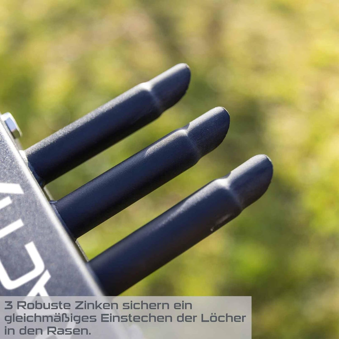Practixx Rasen Aerifizierer PX-RL10 Hand Rasenlüfter mit Auffangbehälter schwarz - 20cm Arbeitsbreit