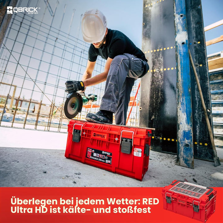 QBRICK SYSTEM Werkzeugkoffer Werkzeugkasten Leer Werkzeugkiste PRIME RED Ultra HD Rot 570 x 340 x 29