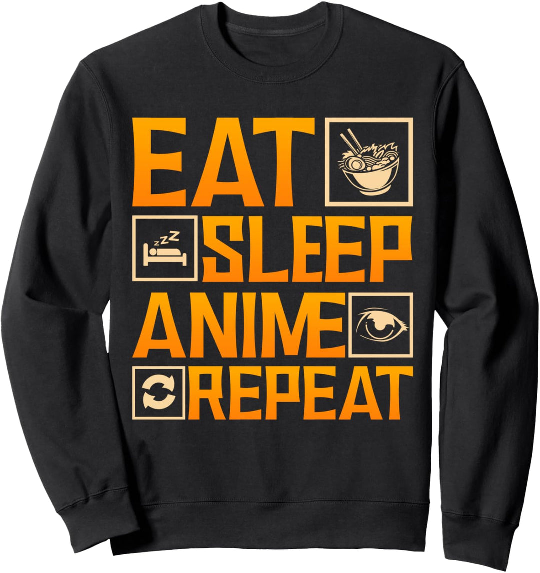 Essen Schlafen Anime Wiederholen Manga Ramen Otaku Anime Sweatshirt