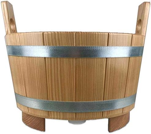 SudoreWell® Sauna Fusswanne aus Lärchenholz mit transparenter Versieglung inkl. Ablauf mit Standrohr