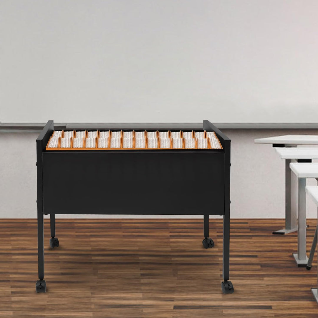 Aktenschrank Aktenordner Schwarz mit Rädern Hängemappenwagen Zum Organisieren, Sortieren und Ablegen