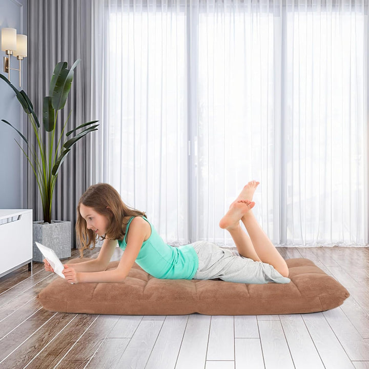 COSTWAY Bodenstuhl mit Verstellbarer Rückenlehne, Bodensessel gepolstert, Bodenkissen faltbar, Medit