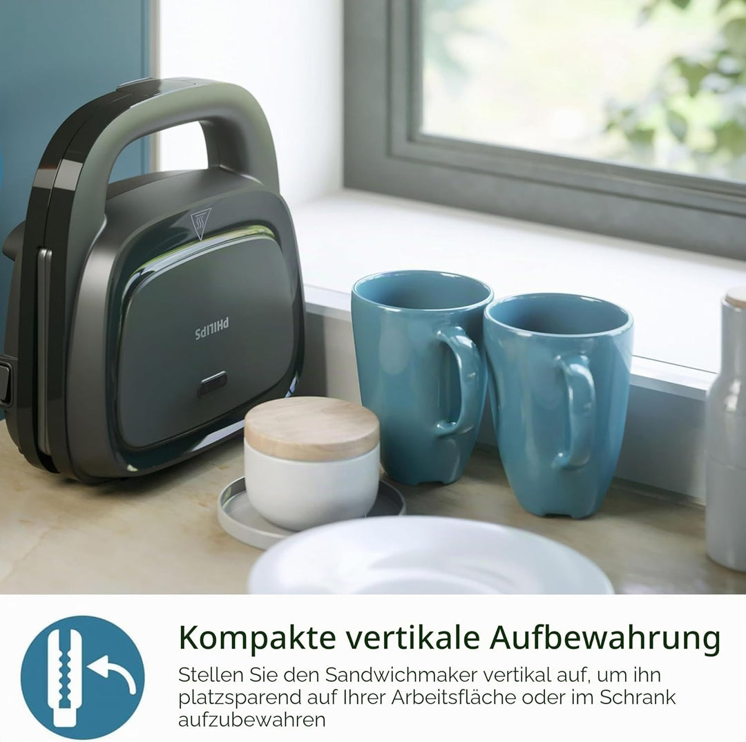 Sandwichmaker - PHILIPS - HD2331/90 - 750 W - Dreieckige Platten - Schwarz