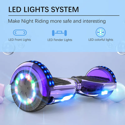 RCB Hoverboards 6,5 Zoll Skateboard Kinder und Jugendliche Hoverboards mit Bluetooth - Led Licht Seg