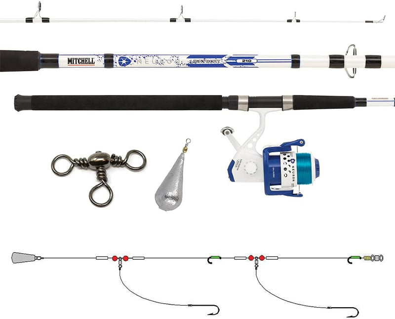 Mitchell 1555899 Neuron Dorade Angelruten- und Rollenset mit Angelgerät für das Grundangeln auf Dora
