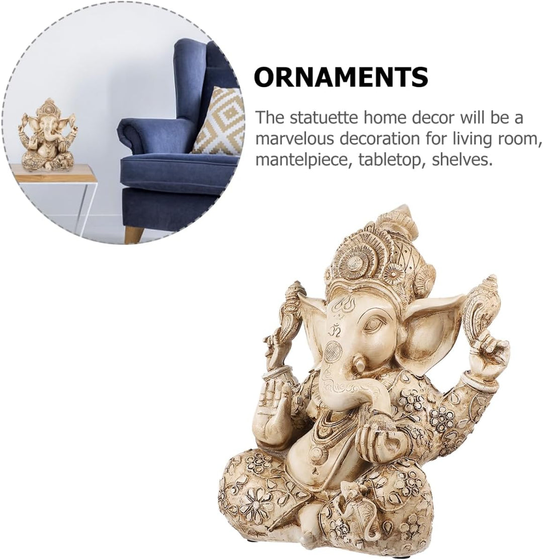 DOITOOL Hindu-Gott Ganesha Idol Statue Indischer Elefant Buddha Ganesha Skulptur 26,5 x 30,5 cm Sege