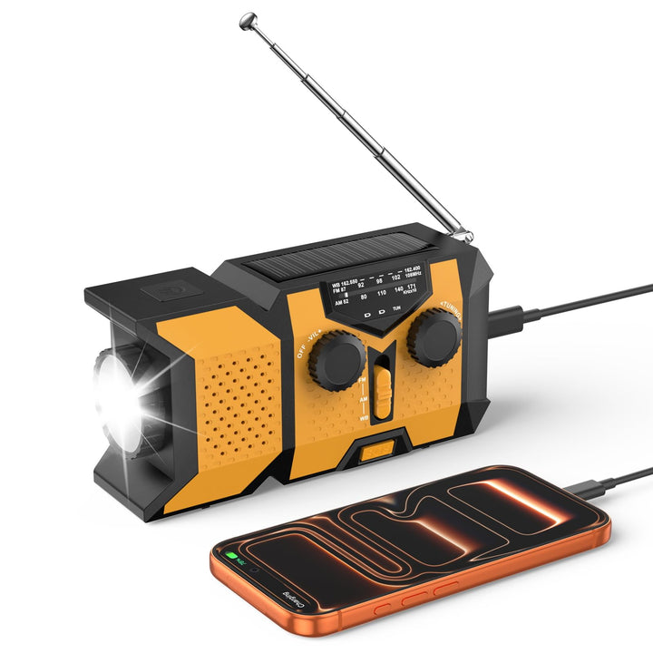 2026 Upgraded Crank Radio,Portable Emergency Solar Radio with LED Flashlight and SOS Alarm,2000mAh A