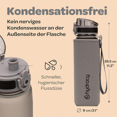 Hydracy Trinkflasche mit Fruchteinsatz - 1L Wasserflasche - BPA-freie Trinkflasche mit Zeitmarkierun