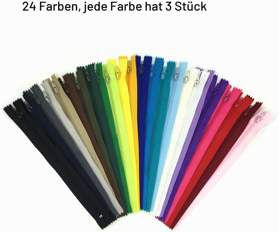 Reissverschluss, DOITEM 24 Farben Nylon Reissverschlüsse, 40cm lang, 2.5cm breit für Kleidung Tasche