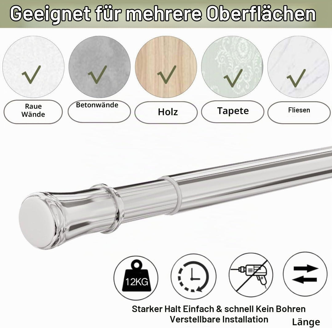 Gardinenstange ohne Bohren und Schrauben Teleskopstange Duschvorhangstange zum Einklemmen Vorhangsta