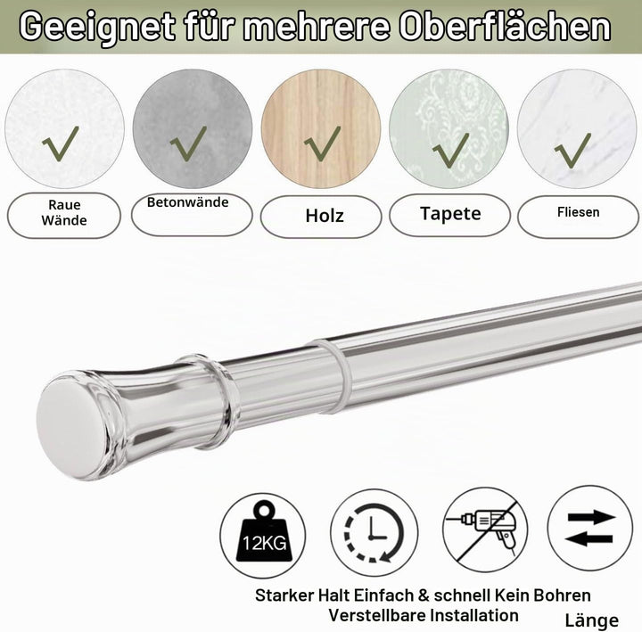 Gardinenstange ohne Bohren und Schrauben Teleskopstange Duschvorhangstange zum Einklemmen Vorhangsta