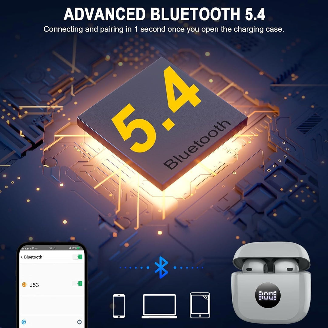 Kopfhörer Kabellos Bluetooth 5.4, Bluetooth Kopfhörer HiFi Stereo mit 4 ENC Noise Cancelling Mic, 40