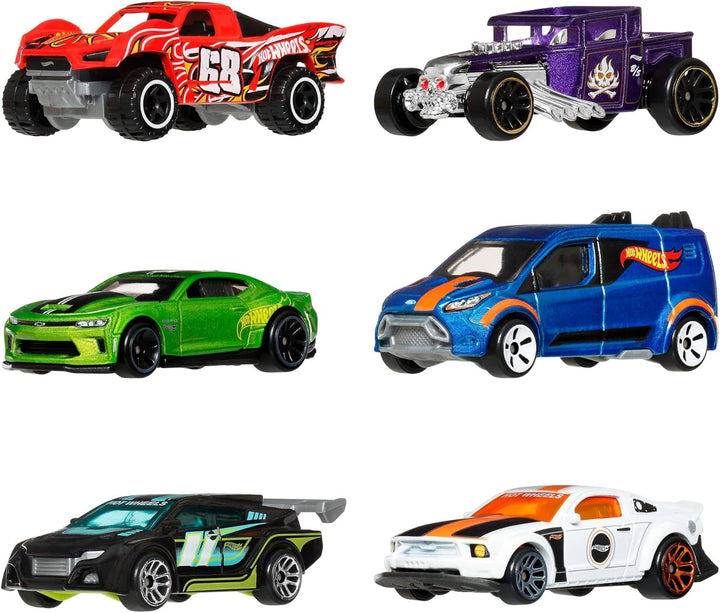 Hot Wheels Die-Cast-Spielzeugautos und -Trucks im Massstab 1:64, Set mit 6 HW Legends-Fahrzeugen mit